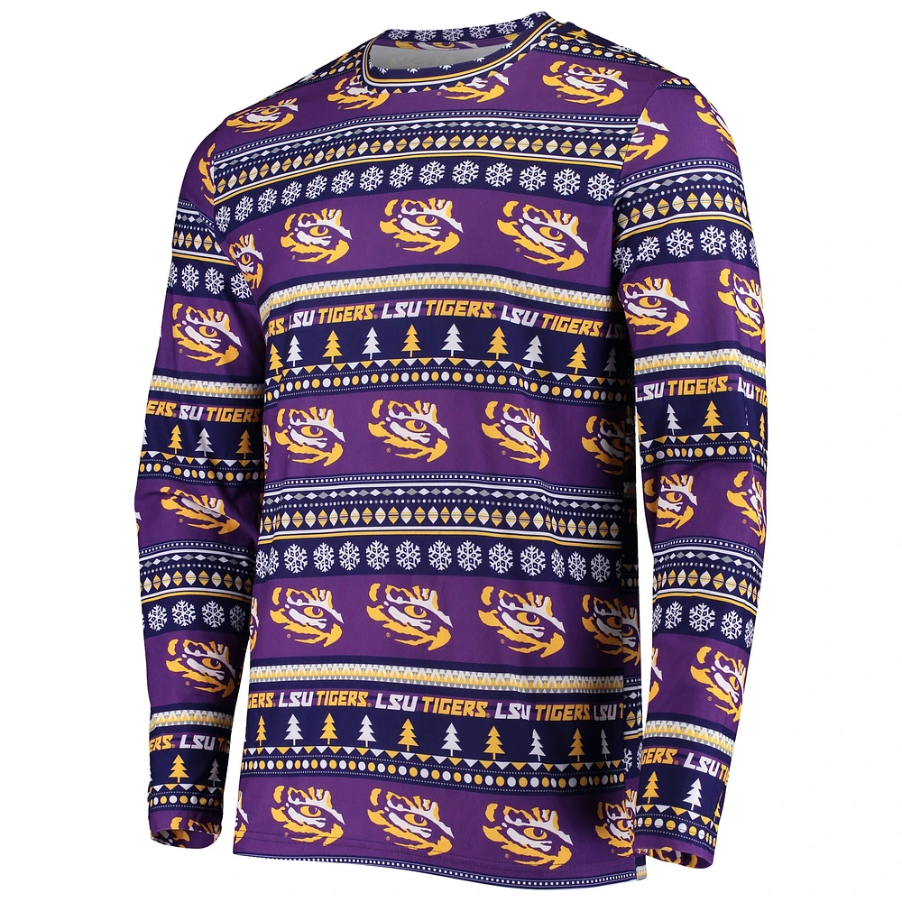 Men's Concepts Sport Purple LSU Tigers Ugly Sweater Knit Long Sleeve Top and Pant Set