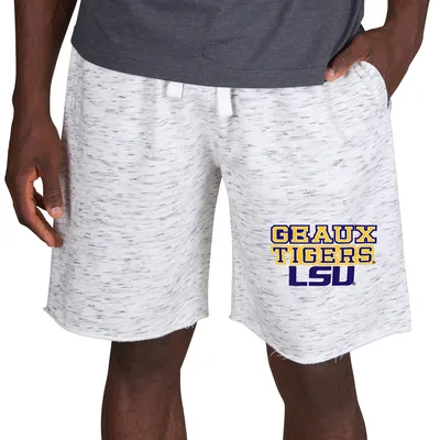 LSU Tigers Concepts Sport Alley Fleece Shorts - White/Charcoal