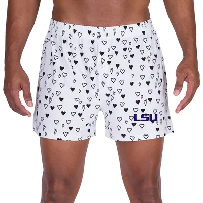 LSU Tigers Concepts Sport Epiphany Allover Print Knit Boxer Shorts - White