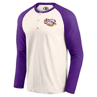 Men's Darius Rucker Collection by Fanatics Light Beige LSU Tigers Raglan Henley Long Sleeve T-Shirt