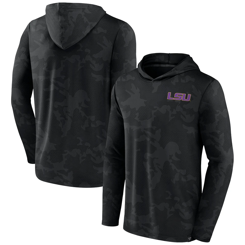 Men's Fanatics  Black LSU Tigers Camo Hoodie Long Sleeve T-Shirt