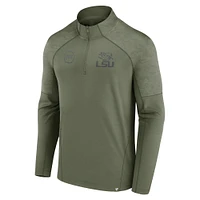 Men's Fanatics Olive LSU Tigers OHT Military Appreciation Titan Raglan Quarter-Zip Jacket