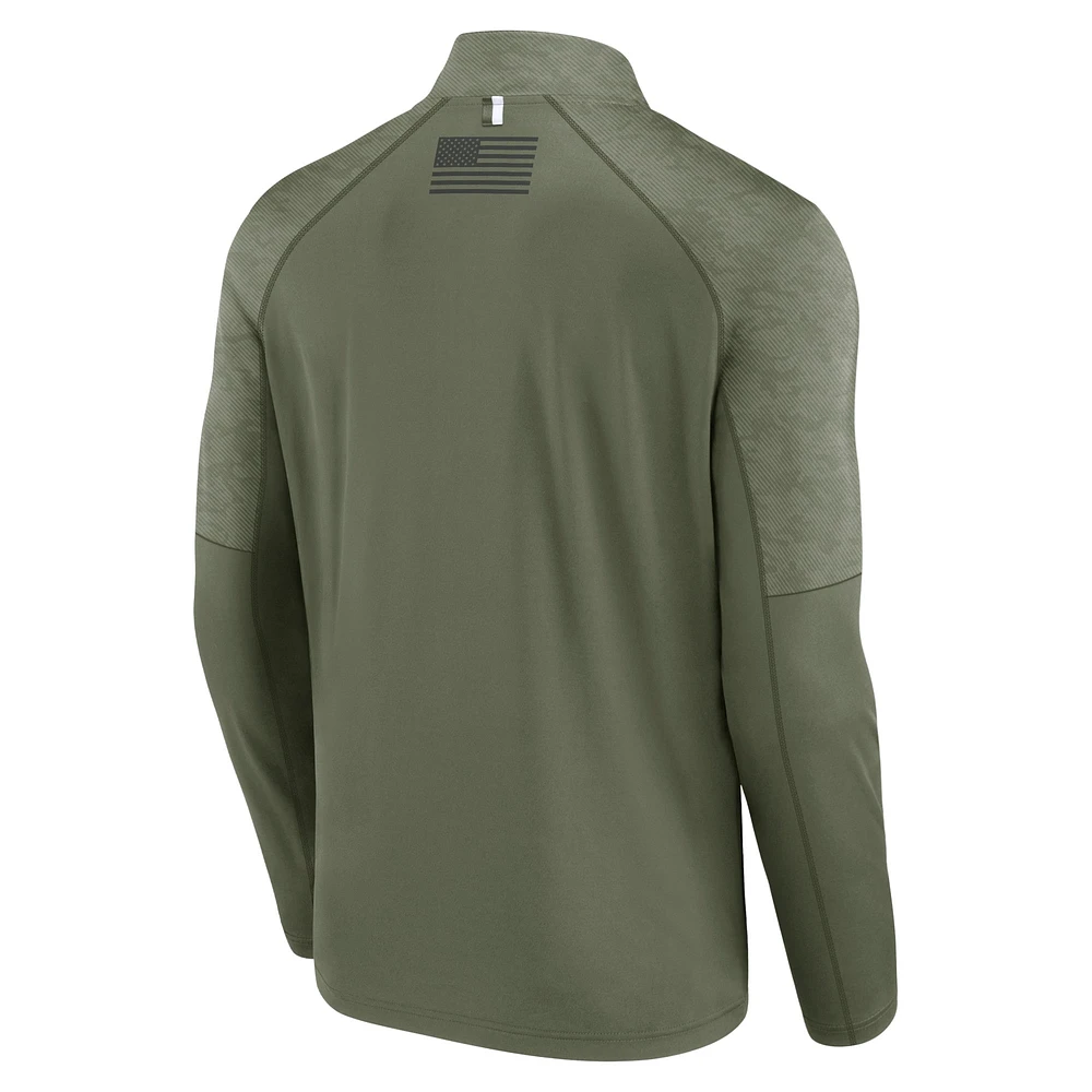 Veste à quart de zip Fanatics Olive LSU Tigers OHT Military Appréciation Titan Raglan pour hommes