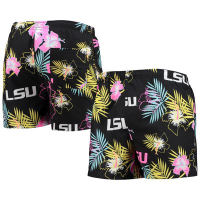 Men's FOCO Black LSU Tigers Neon Floral Swim Trunks
