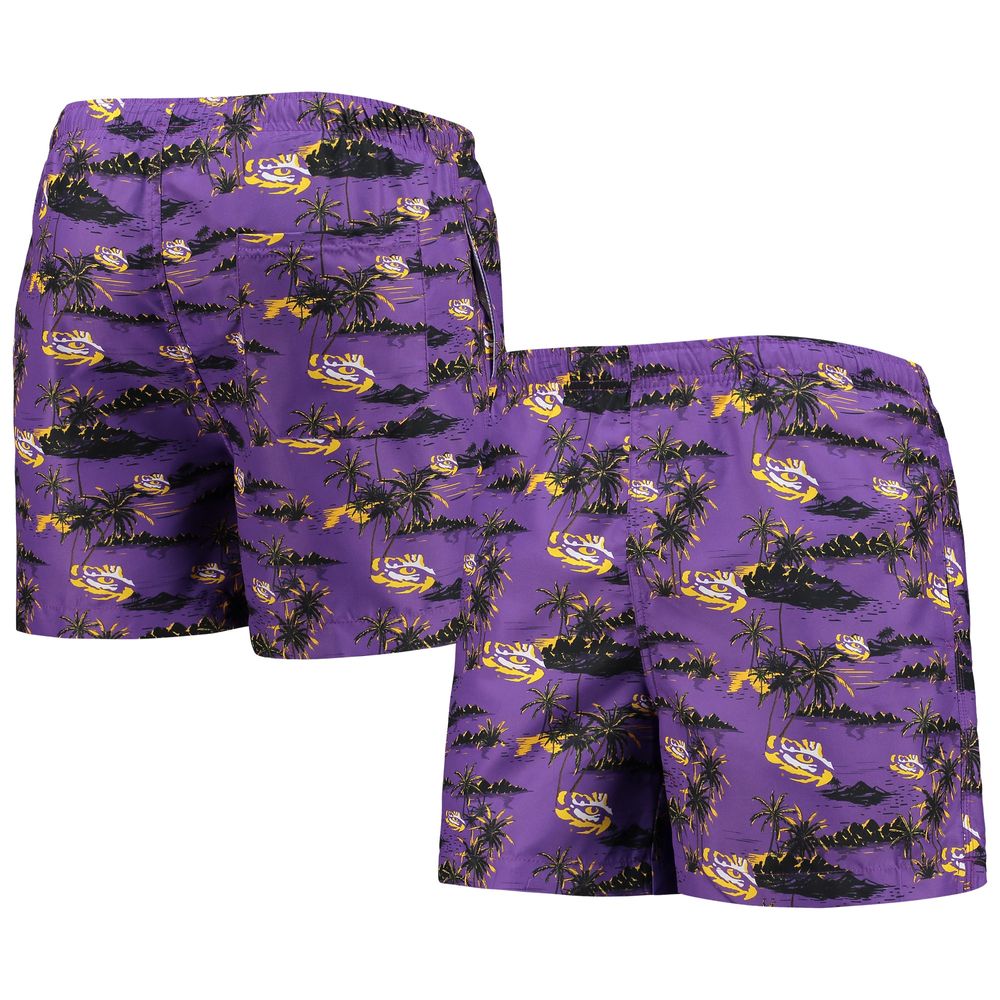 Men's FOCO Purple LSU Tigers Island Palm Swim Trunks