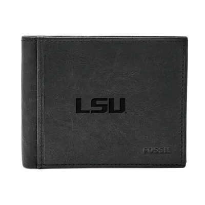 LSU Tigers Fossil Ingram RFID Flip ID Bi-Fold Wallet - Black
