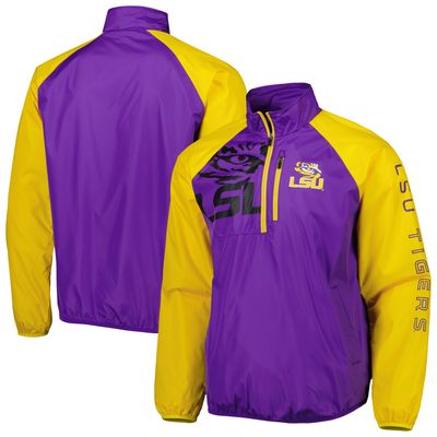 Men's G-III Sports by Carl Banks Purple/Yellow LSU Tigers Point Guard Raglan Half-Zip Jacket