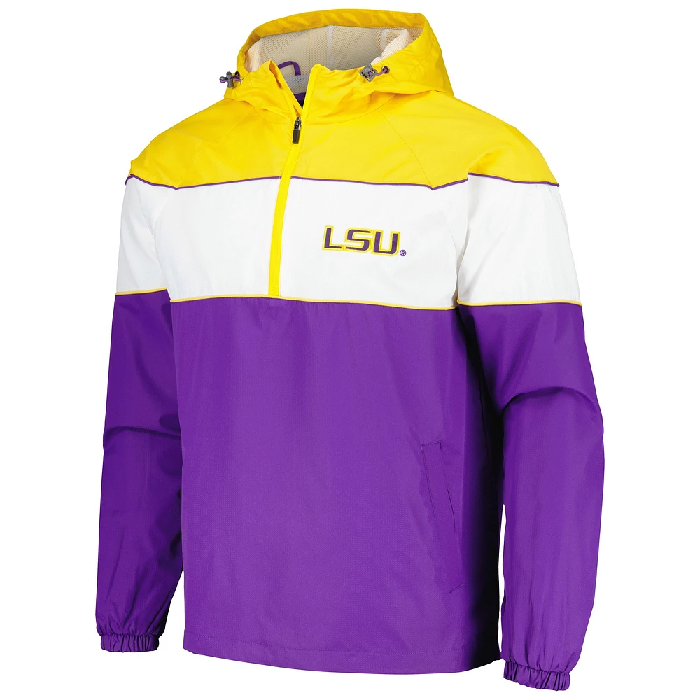 Veste à capuche raglan demi-zip pour hommes G-III Sports by Carl Banks LSU Tigers Center Line violette