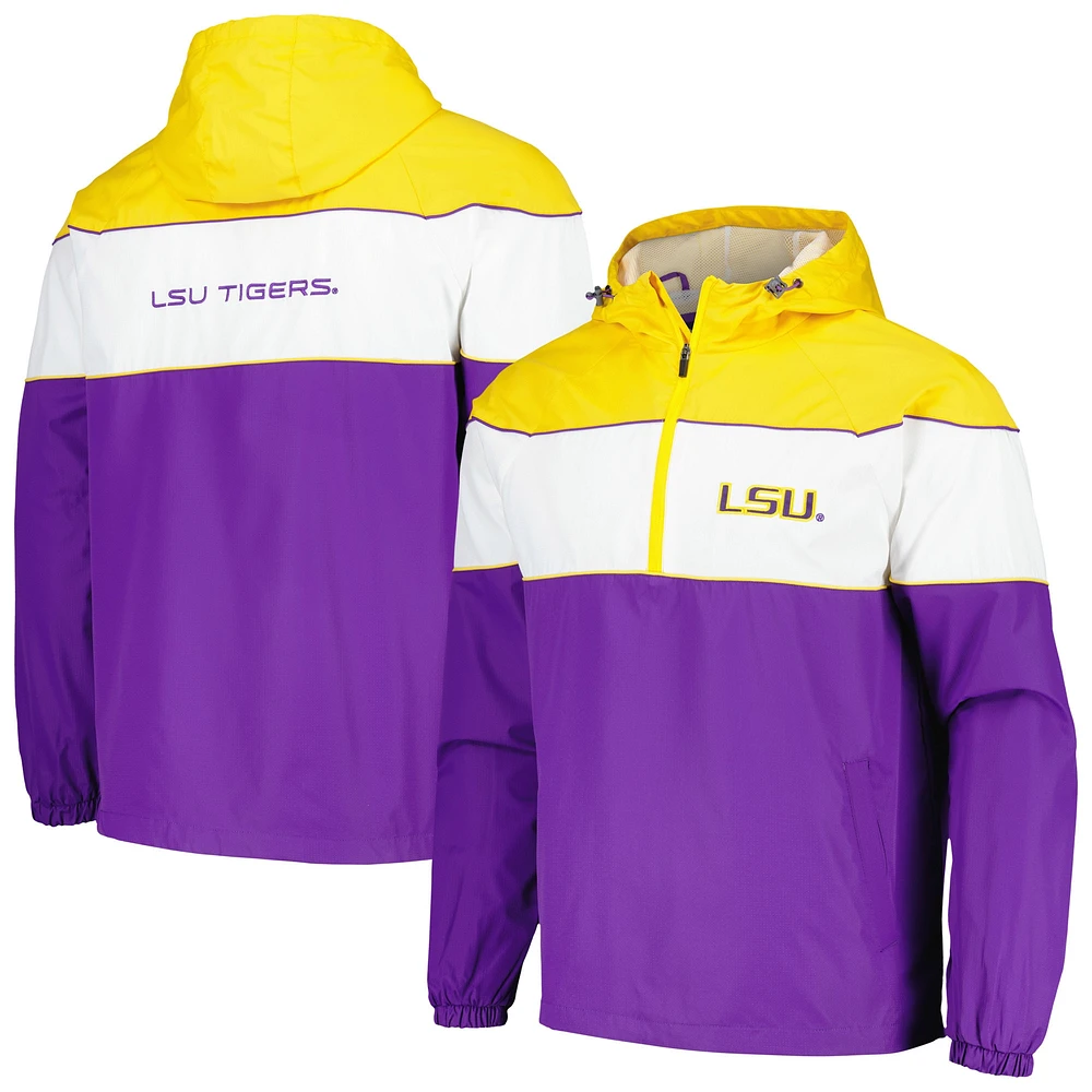 Veste à capuche raglan demi-zip pour hommes G-III Sports by Carl Banks LSU Tigers Center Line violette