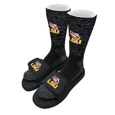 LSU Tigers ISlide Eye Logo Sock & Slide Bundle - Black