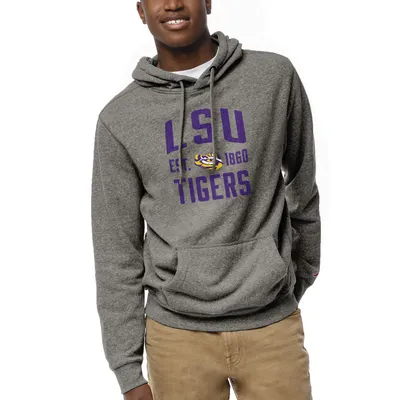 LSU Tigers League Collegiate Wear Heritage Tri-Blend Pullover Hoodie - Heather Gray