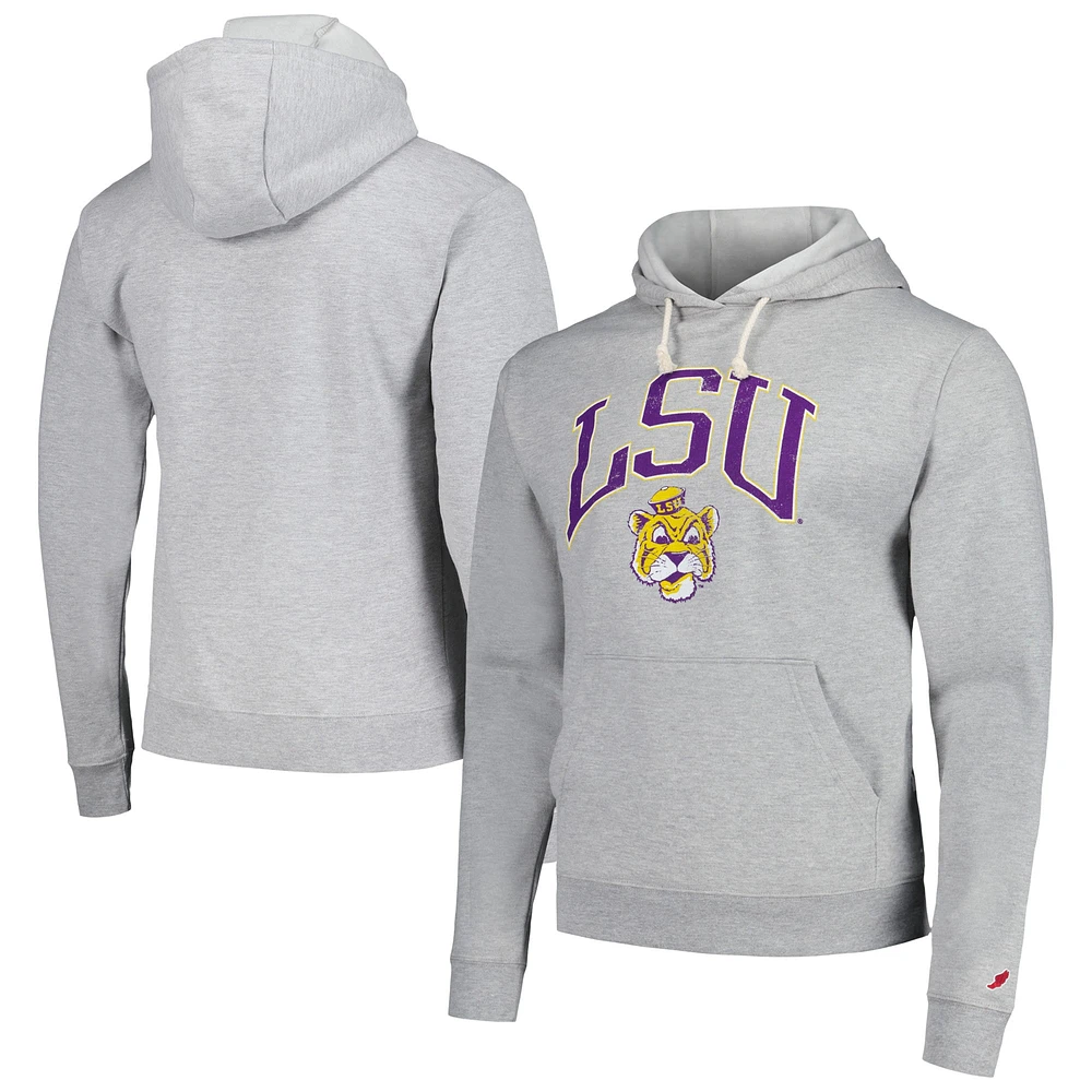 Sweat à capuche pour hommes League Collegiate Wear Heather Grey LSU Tigers Tall Arch Essential