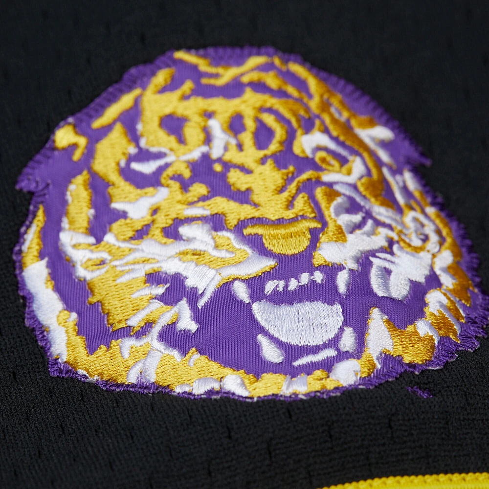 Men's Mitchell & Ness Black LSU Tigers On The Clock Full-Button Fashion Jersey