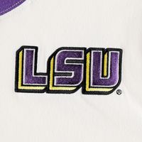 Men's Mitchell & Ness Cream/Purple LSU Tigers Icon Raglan Henley 3/4 Sleeve T-Shirt