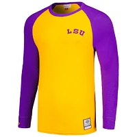 T-shirt à manches longues raglan flammé légendaire LSU Tigers Mitchell & Ness Gold pour hommes