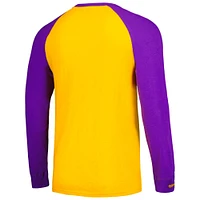 T-shirt à manches longues raglan flammé légendaire LSU Tigers Mitchell & Ness Gold pour hommes