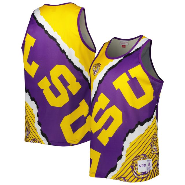 Débardeur sublimé Mitchell & Ness violet/or LSU Tigers Jumbotron 2.0 pour hommes