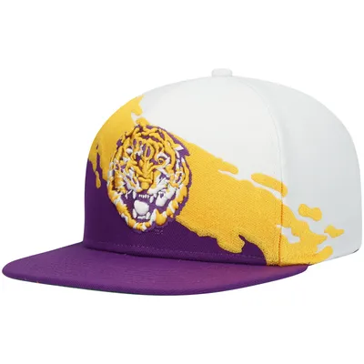 LSU Tigers Mitchell & Ness Paintbrush Snapback Hat - Purple/White