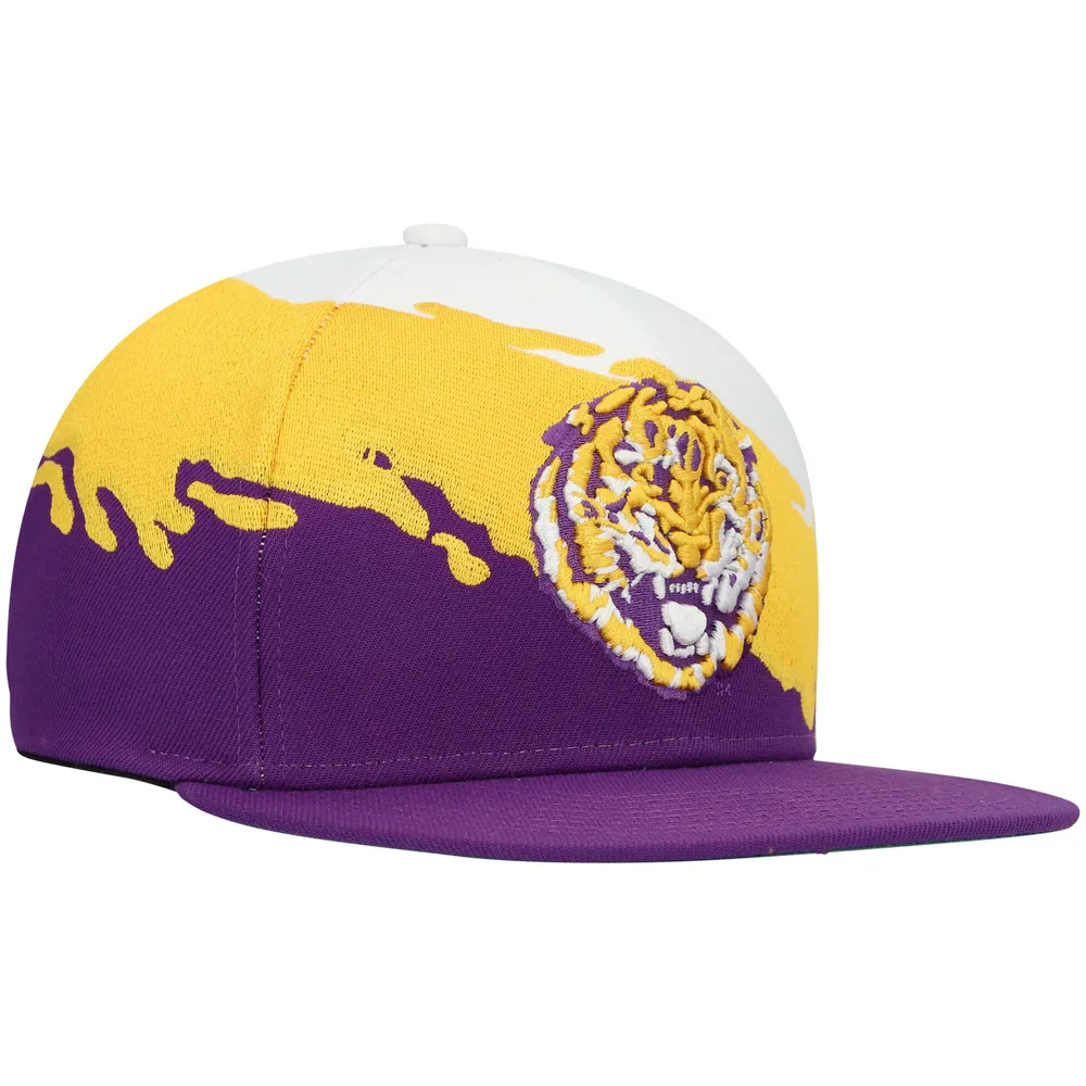 Casquette Snapback LSU Tigers Paintbrush Violet/Blanc Mitchell & Ness pour hommes