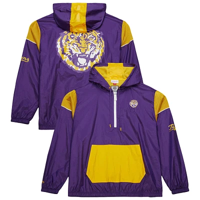 Men's Mitchell & Ness Purple LSU Tigers Anorak Vintage Logo Half-Zip Hoodie Jacket