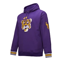 Sweat à capuche en polaire Chainstich violet Mitchell & Ness pour homme LSU Tigers