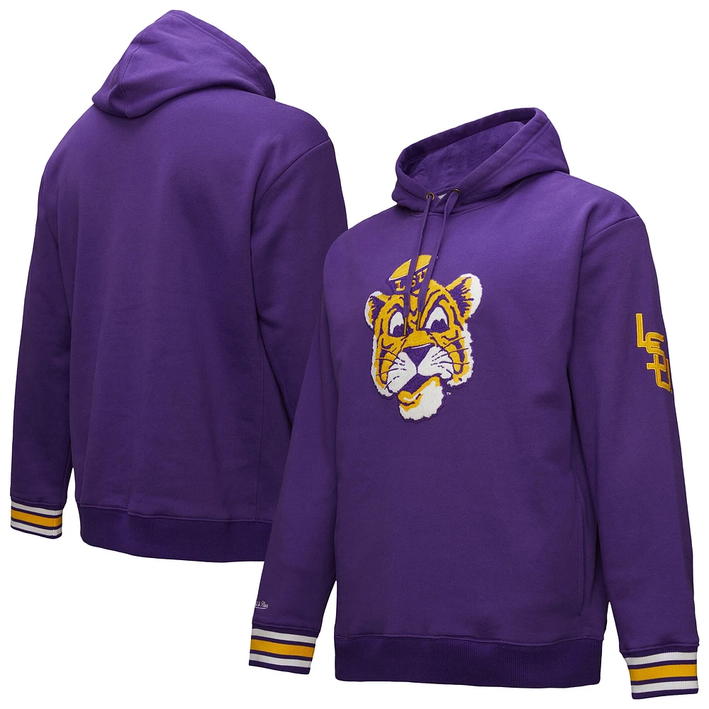 Sweat à capuche en polaire Chainstich violet Mitchell & Ness pour homme LSU Tigers