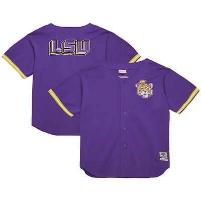 Men's Mitchell & Ness Purple LSU Tigers Game Time Vintage Mesh Button Front Top