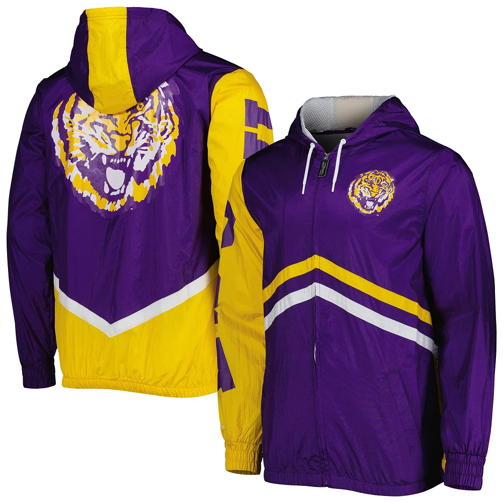 Veste coupe-vent entièrement zippée pour hommes Mitchell & Ness LSU Tigers Undeniable