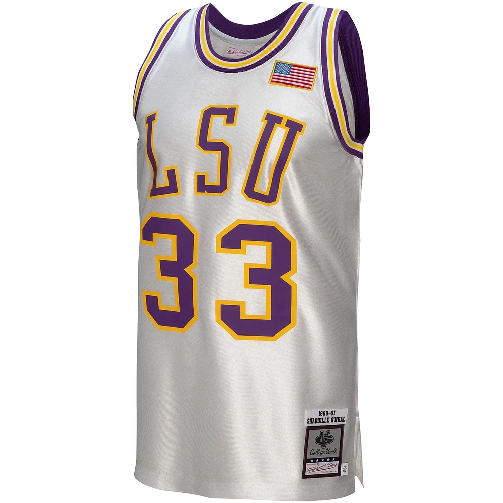 Maillot authentique Mitchell & Ness Shaquille O'Neal blanc LSU Tigers College Vault 1990/91 pour hommes