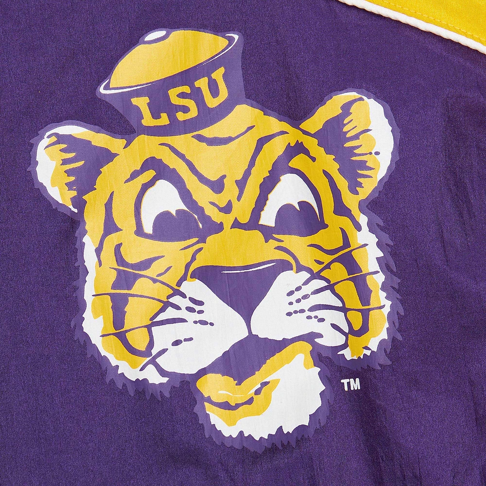 Men's Mitchell & Ness White LSU Tigers Big Shot Premium Full-Zip Windbreaker