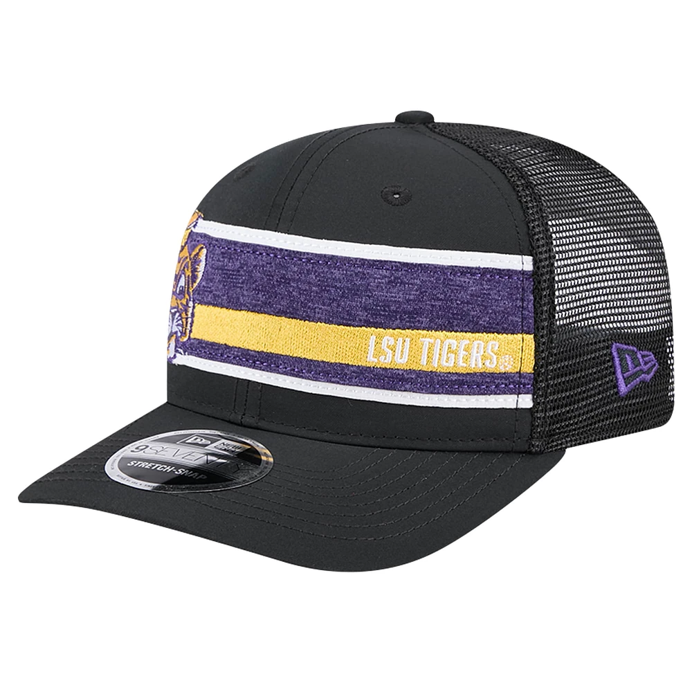 Casquette ajustable extensible à boutons-pression LSU Tigers 9SEVENTY Trucker de New Era noire/violette pour homme