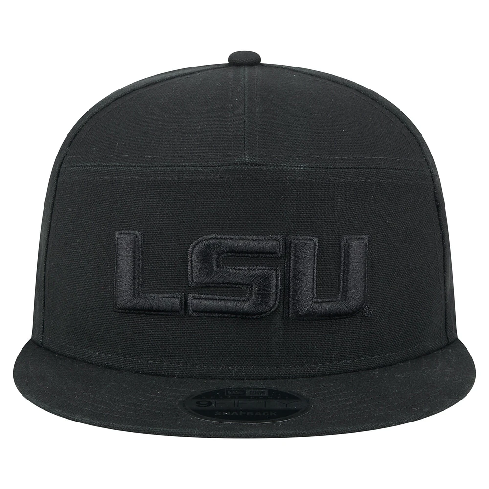 Casquette New Era noire LSU Tigers Adventure Canvas Split Panel 9FIFTY Snapback pour homme
