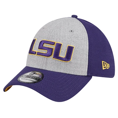 Casquette flexible bicolore 39THIRTY LSU Tigers New Era pour hommes, gris chiné/violet