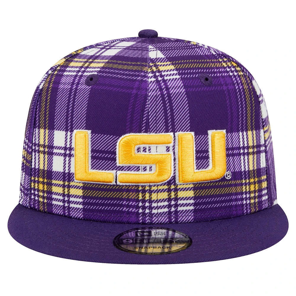 Men's New Era Purple LSU Tigers Plaid 9FIFTY Snapback Hat