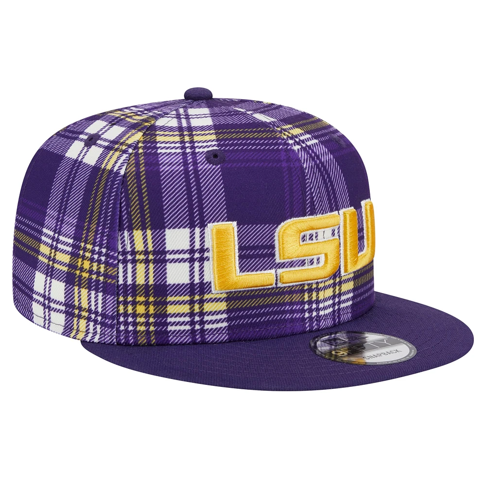 Men's New Era Purple LSU Tigers Plaid 9FIFTY Snapback Hat