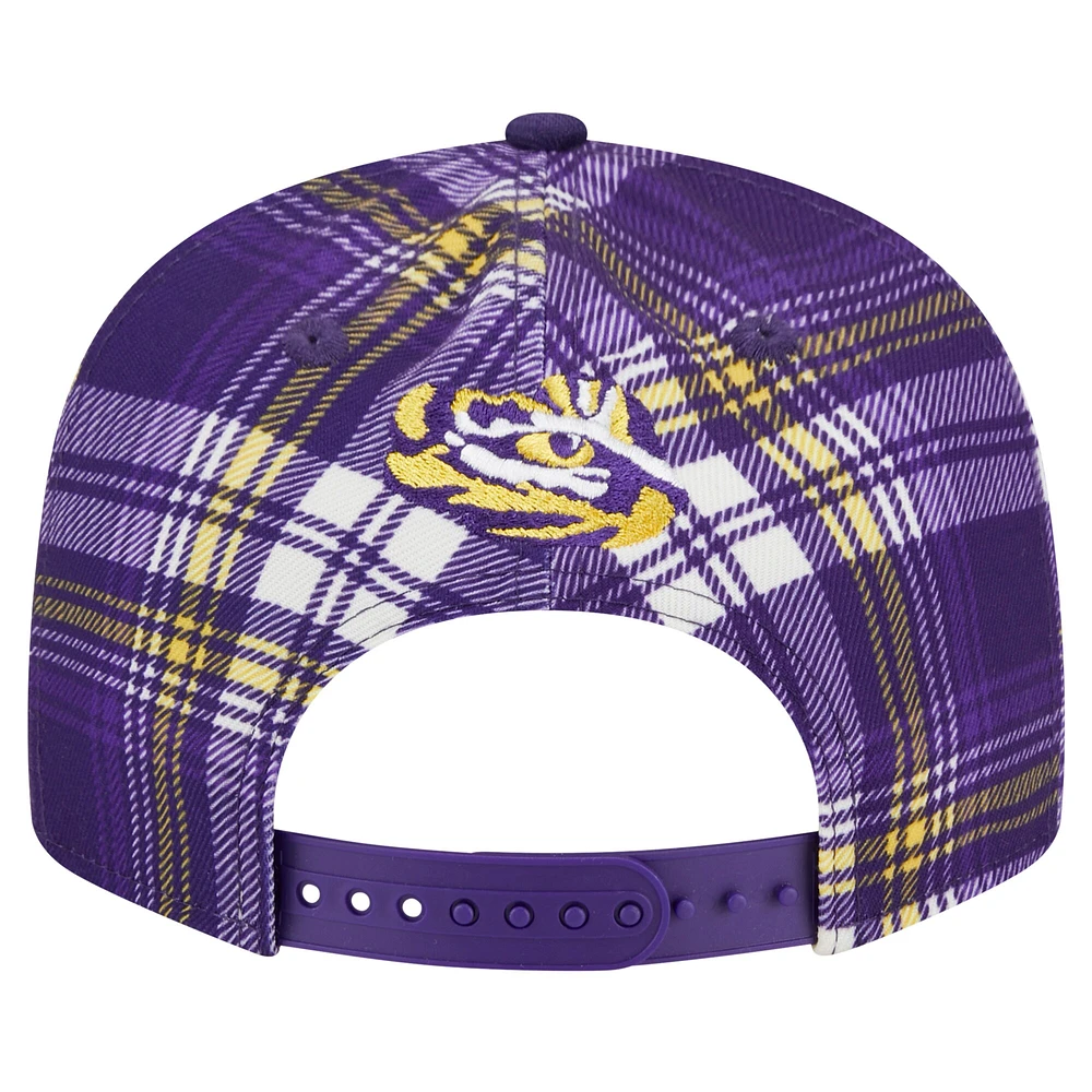 Men's New Era Purple LSU Tigers Plaid 9FIFTY Snapback Hat