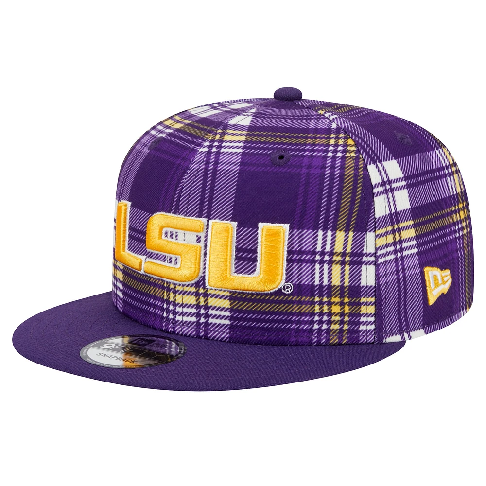 Men's New Era Purple LSU Tigers Plaid 9FIFTY Snapback Hat