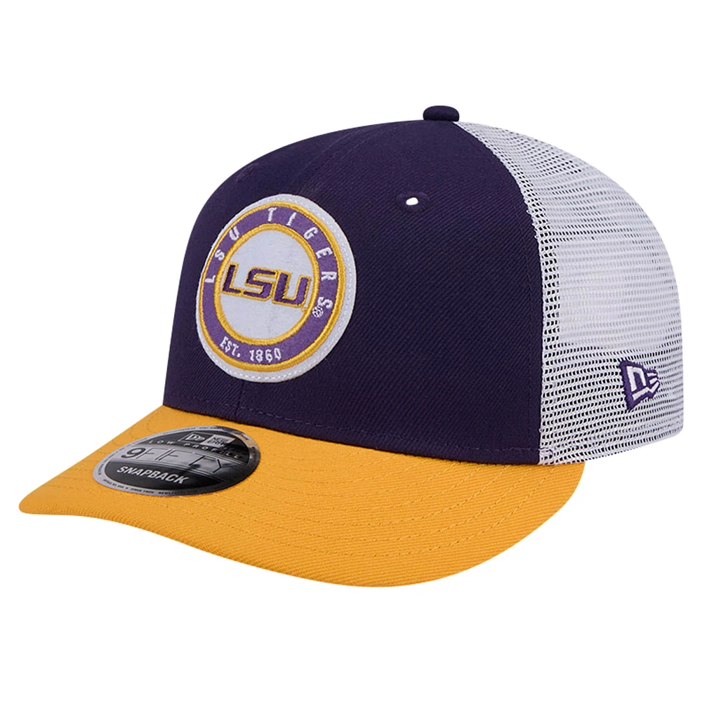 Casquette de camionneur Snapback 9FIFTY Purple LSU Tigers Throwback Circle Patch New Era pour hommes