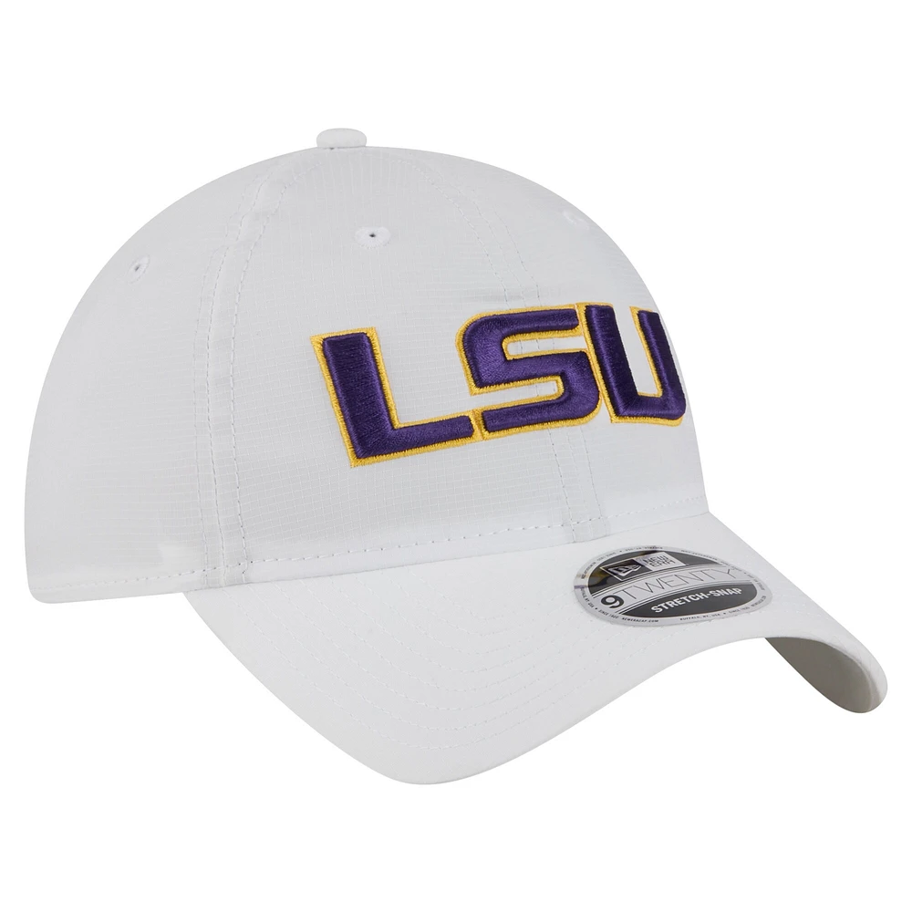 Men's New Era White LSU Tigers Active Ripstop 9TWENTY Adjustable Hat