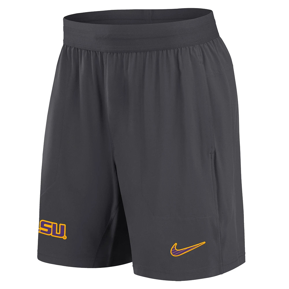 Men's Nike Anthracite LSU Tigers 2024 Sideline Performance Shorts