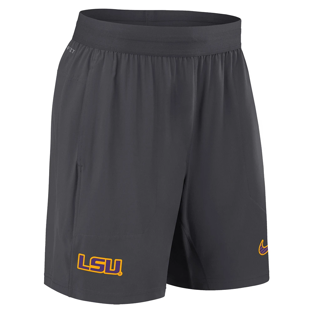 Short Nike LSU Tigers 2024 Sideline Performance anthracite pour homme