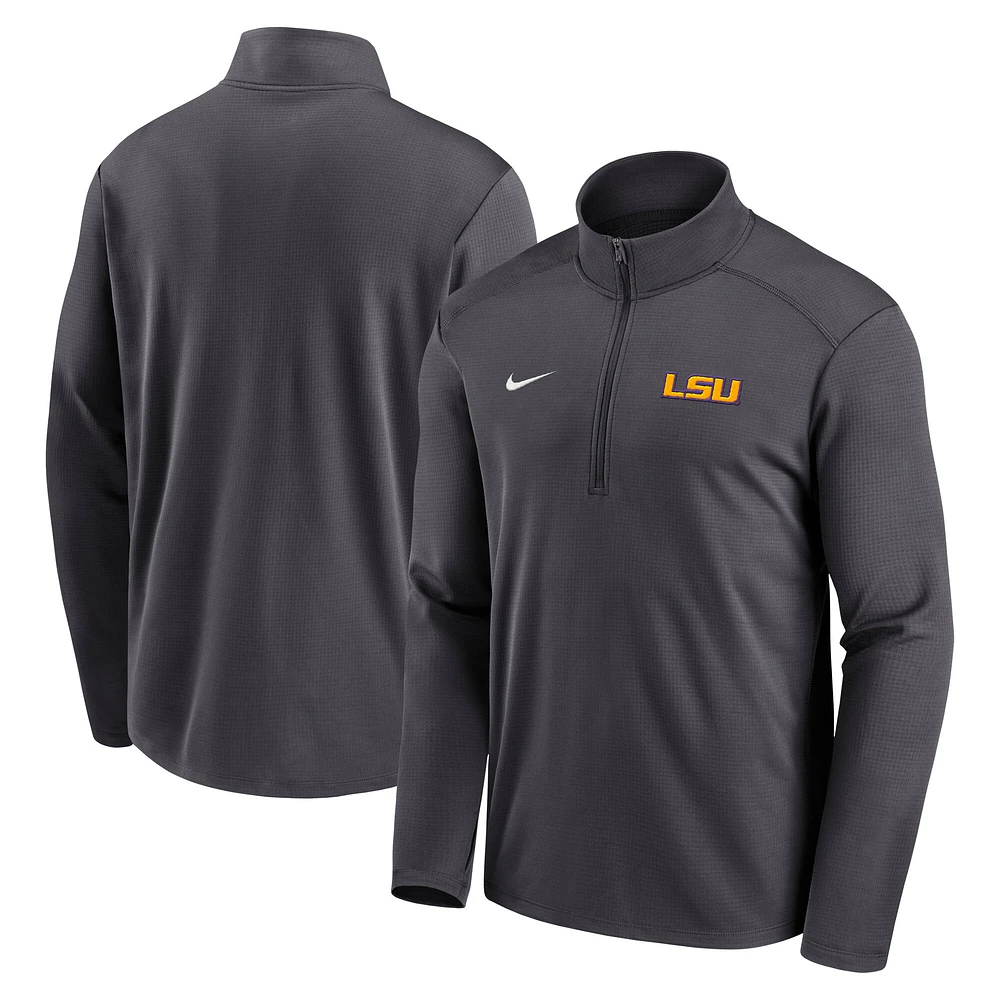 Men's Nike  Anthracite LSU Tigers Primetime Pacer Performance Half-Zip Top