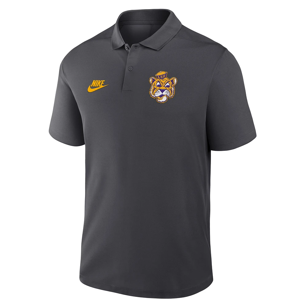 Men's Nike Anthracite LSU Tigers Primetime Victory Legacy Vault Logo Performance Polo
