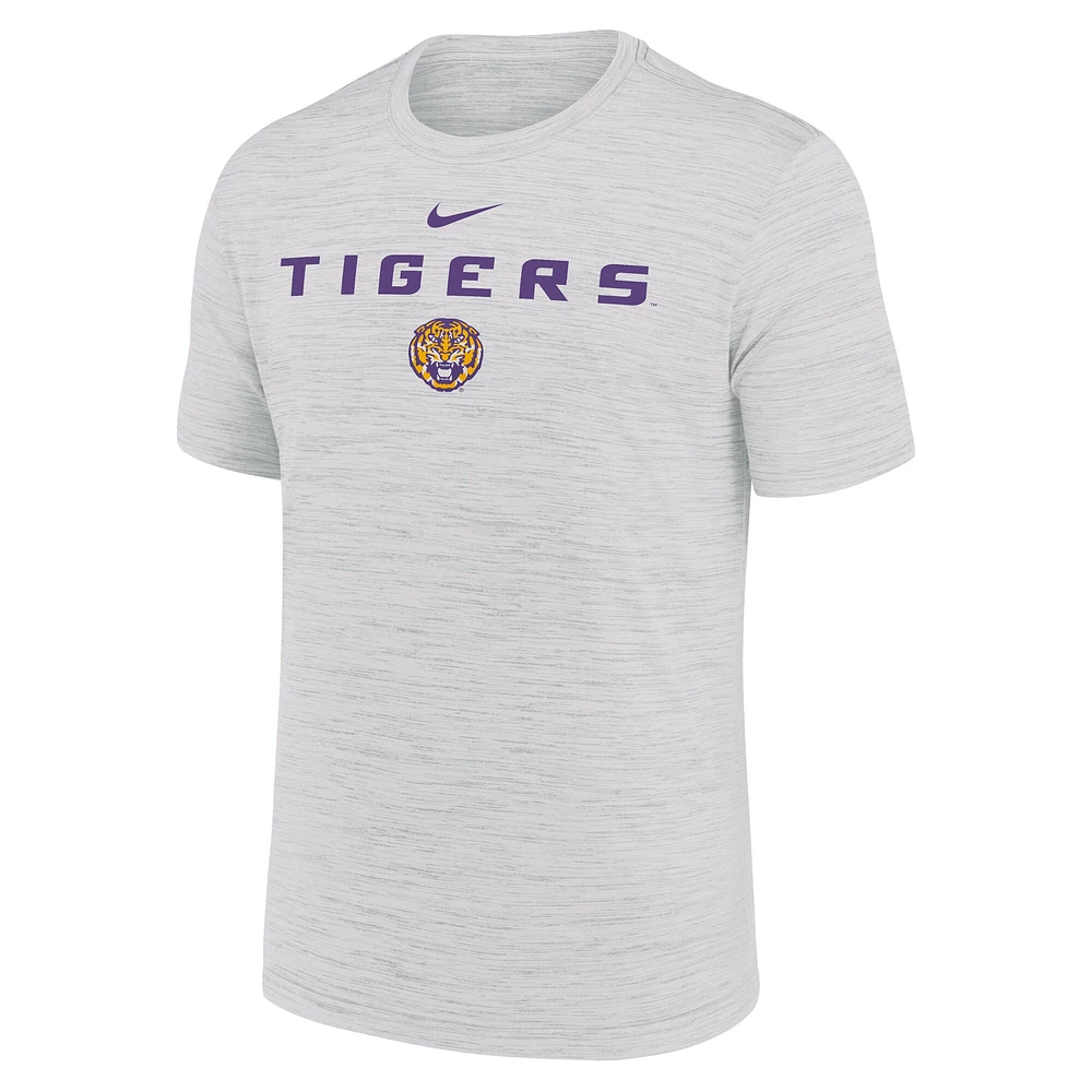 T-shirt Nike Ash LSU Tigers 2025 Sideline Velocity Performance pour homme