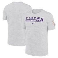 Men's Nike Ash LSU Tigers Velocity Baseball Wordmark Stack Performance T-Shirt