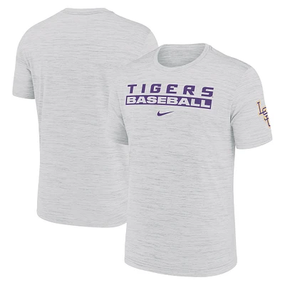 Men's Nike Ash LSU Tigers Velocity Baseball Wordmark Stack Performance T-Shirt