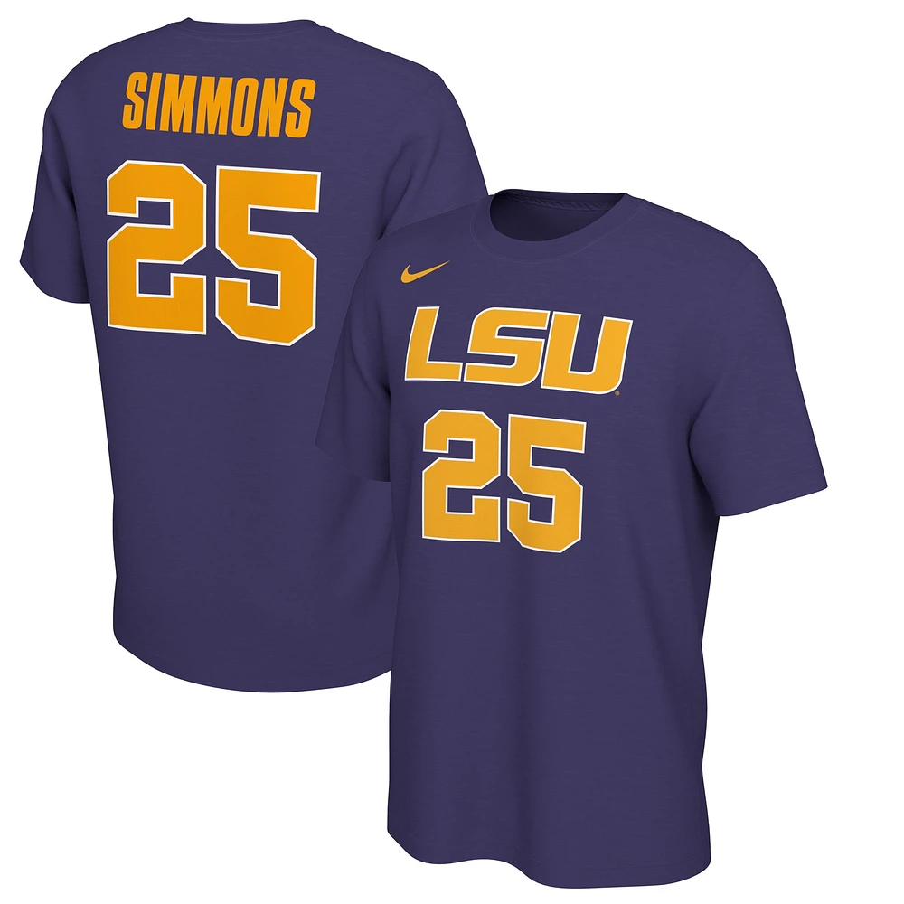 T-shirt Nike Ben Simmons violet pour homme LSU Tigers Retro Alumni Basketball Jersey