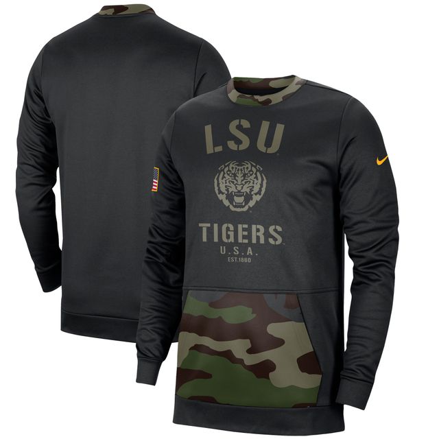 Sweat-shirt Nike LSU Tigers Military Appreciation Performance Noir/Camo pour Homme