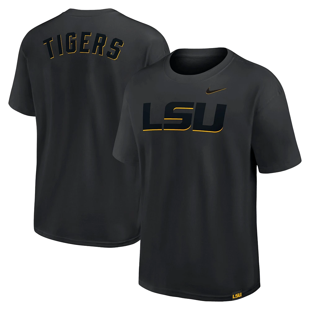 T-shirt Nike LSU Tigers 2-Hit Statement Max90 noir pour homme