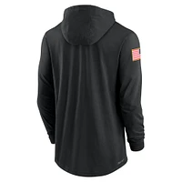 Men's Nike Black LSU Tigers 2024 Military Appreciation Performance Long Sleeve Hoodie T-Shirt